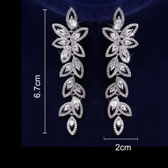 Long Leaves Zircon Earrings Female Aesthetic