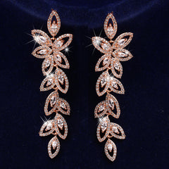 Long Leaves Zircon Earrings Female Aesthetic