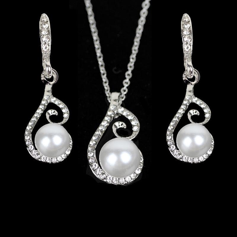 Rhinestone &  faux Pearl Drop Jewelry Set