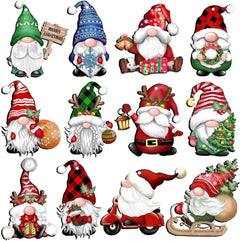 24 PCs Christmas Gnome Wooden Hanging Ornaments