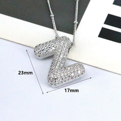 Zirconia Bubble Letter Pendant Necklace