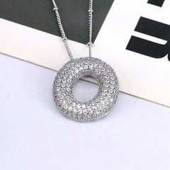 Zirconia Bubble Letter Pendant Necklace