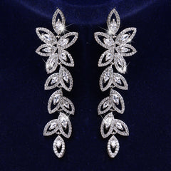 Long Leaves Zircon Earrings Female Aesthetic