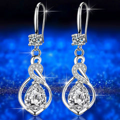 Silver and Zirconia Drop Earrings