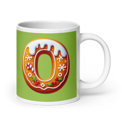 OLIVIA Gingerbread Letter/Initial Mug with white handle