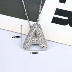 Zirconia Bubble Letter Pendant Necklace