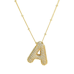 Zirconia Bubble Letter Pendant Necklace