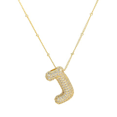 Zirconia Bubble Letter Pendant Necklace