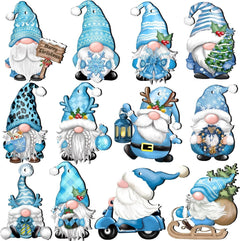 24 PCs Christmas Gnome Wooden Hanging Ornaments