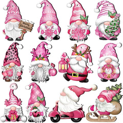 24 PCs Christmas Gnome Wooden Hanging Ornaments