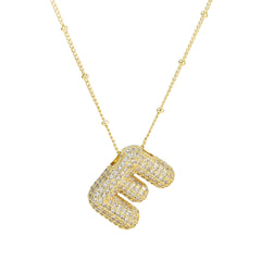 Zirconia Bubble Letter Pendant Necklace