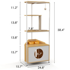 Cat Apartment With Feeding Station And Climbing Platform, Pet Furniture For Indoor Cats